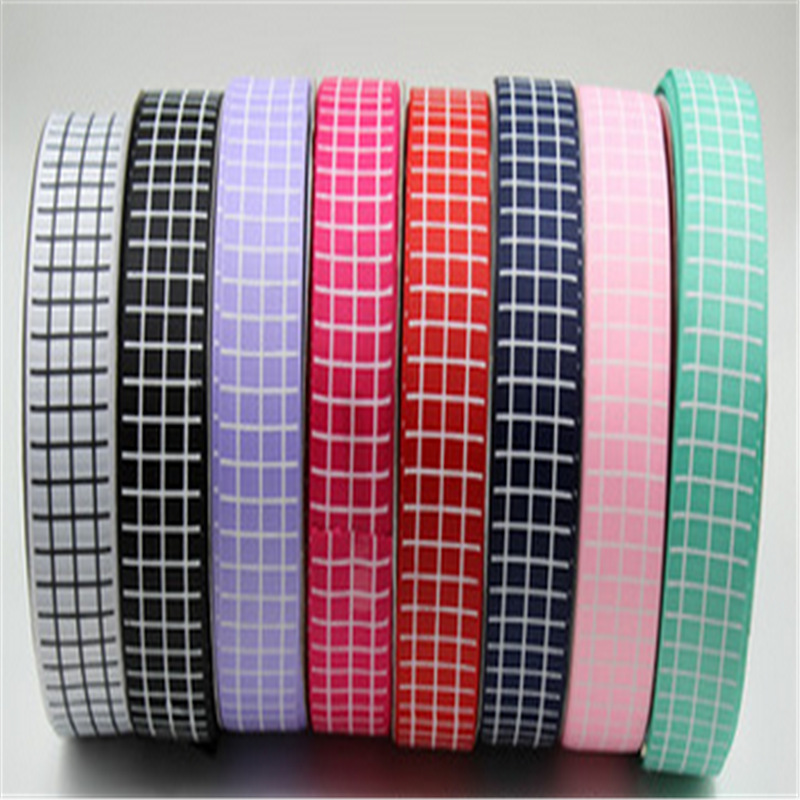 畅销3.8厘米格子印花螺纹带包装蝴蝶结手工发饰diy配件服装辅料