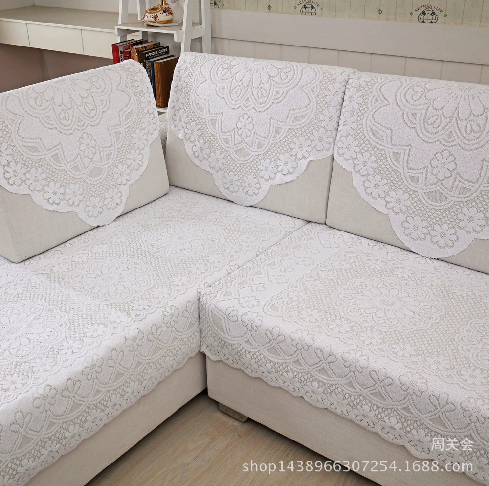 Sofa cover / scarf (lace‑style), white or beige, multiple floral patterns and sizes