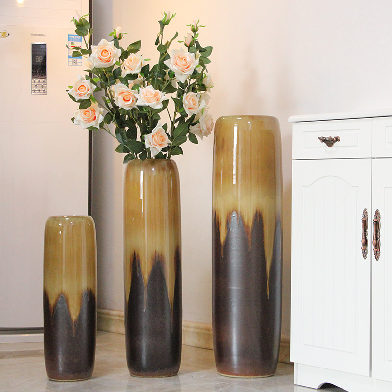 Handmade Jingdezhen Ceramic Dried Flower Floor Vase Flower Insert Simple Modern European Style Fashion Ceramic Decoration for Living Room