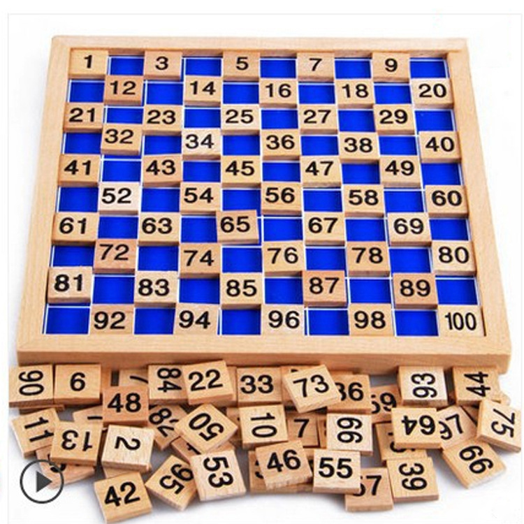 Montessori Math Teaching Aids 1-100 Digital Continuous Board 0.3 Sort Board Wooden Hundred Board Children's Educational Toys