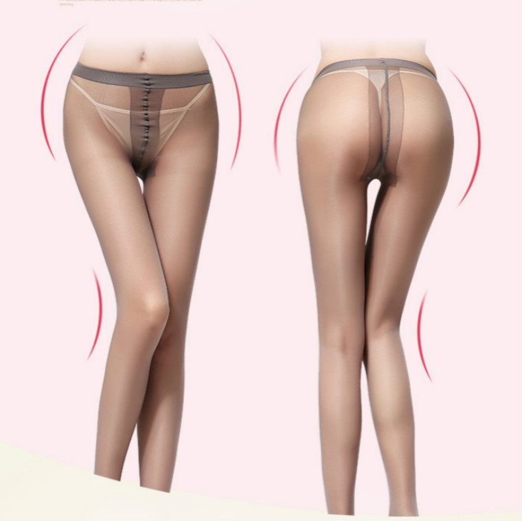 Seamless T-Crotch Stockings, Black Pantyhose, Ultra-Thin Core-Spun Silk Stockings, Plus a Sexy Bikini That Can Be Worn Outside