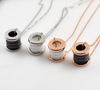 Golden silver ceramics stainless steel, necklace, fashionable accessory, European style, pink gold