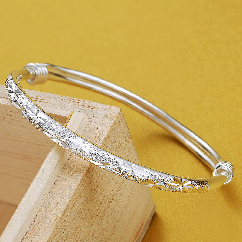 Cielo estrellado plata pura S999 Plata moda plata esterlina pulsera Push-Pull ajustable pulsera sólida pulsera de plata regalo para novia
