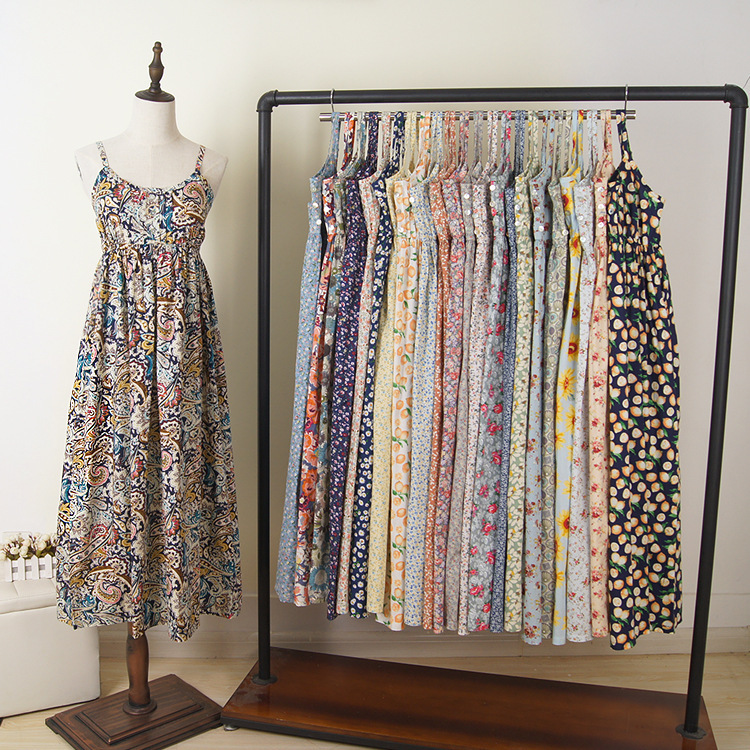 2022 New Color Summer Large Size Women's Clothing Cotton Strap Seaside Vacation Dress Long Dress Beach Dress Women's Dress