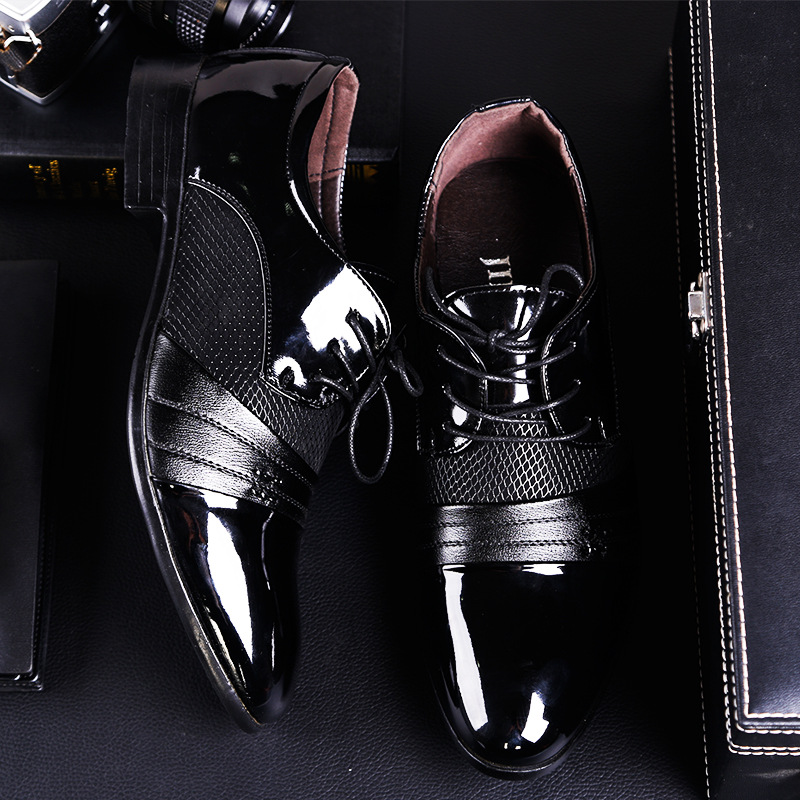 Preferred oversized leather for business attire, men's with lace up pointed casual shoes, versatile single shoes_vogvips.com