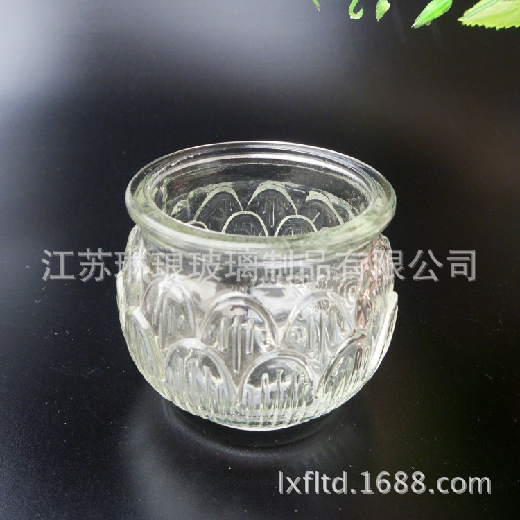 批发玻璃烛台 玻璃莲花烛台  机制玻璃烛台 雕花烛台玻璃瓶
