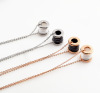 Golden silver ceramics stainless steel, necklace, fashionable accessory, European style, pink gold