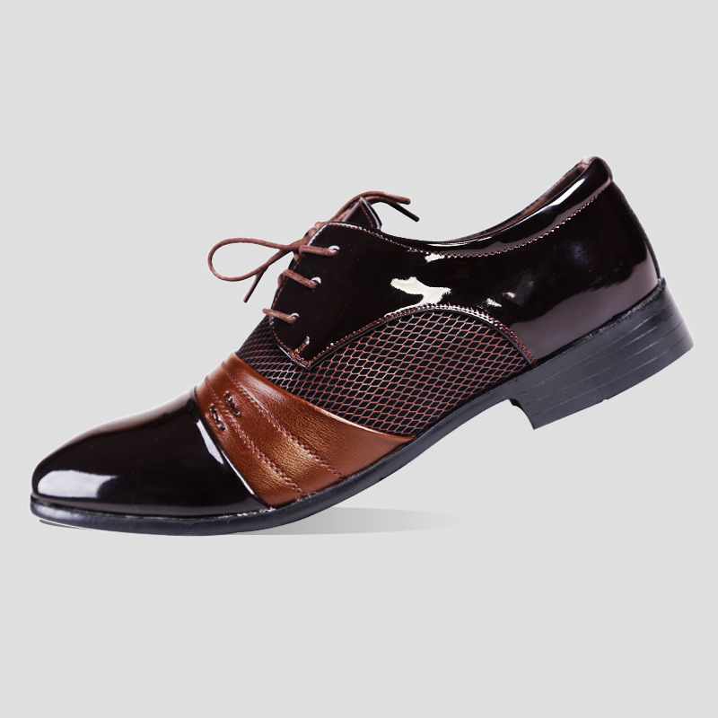 Preferred oversized leather for business attire, men's with lace up pointed casual shoes, versatile single shoes_vogvips.com