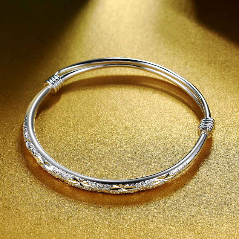 Cielo estrellado plata pura S999 Plata moda plata esterlina pulsera Push-Pull ajustable pulsera sólida pulsera de plata regalo para novia