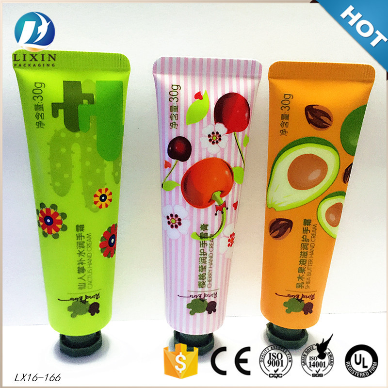 30ml多款彩色印刷 半圆角封尾 直纹封尾 护手霜软管化妆品包材