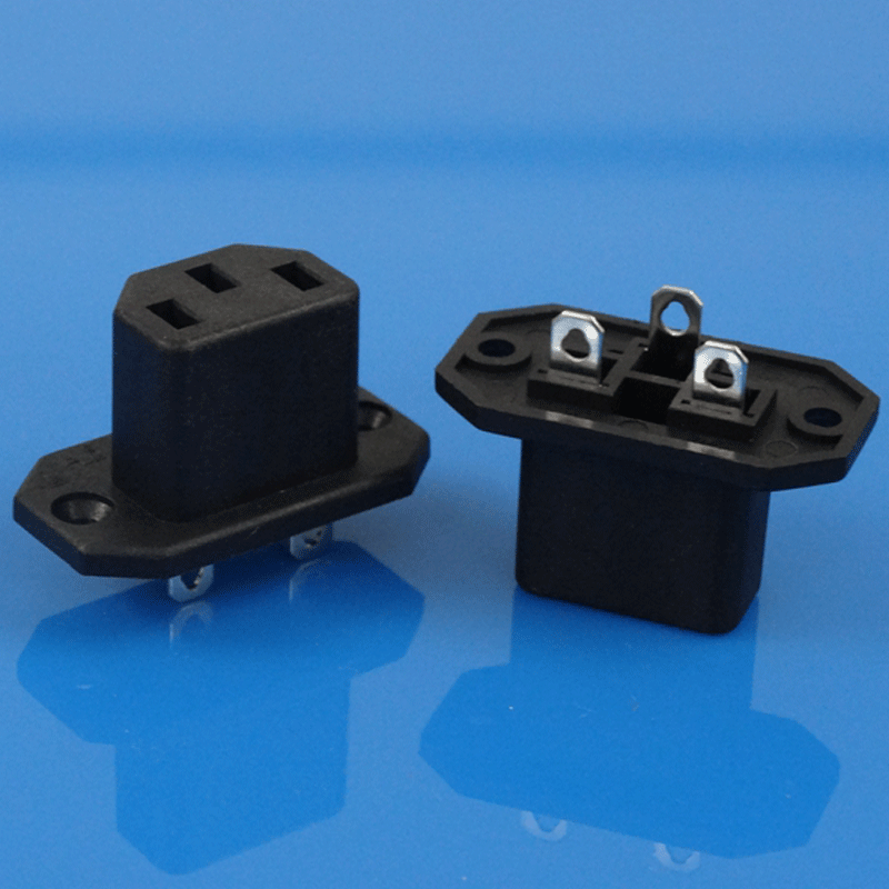 厂家批发C13卡式嵌入式插座   暗装锁螺丝品字尾插座 10A