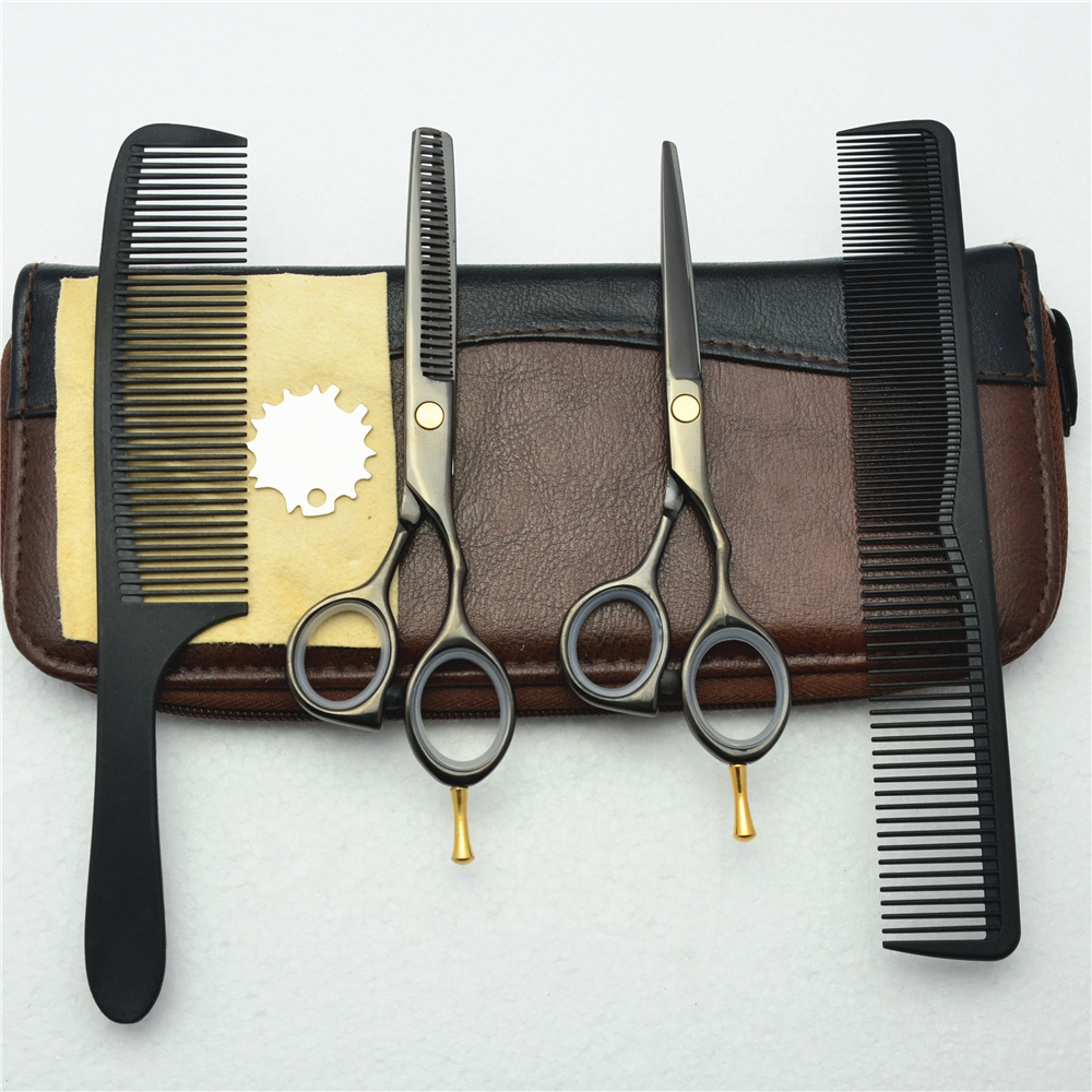 5.5寸理发剪刀黑色美发剪子平剪刘海剪牙剪打薄剪组合套装工具