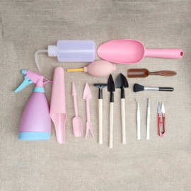 新款多肉种植小铲子种花耙子喷水壶园艺工具套装盆景工具