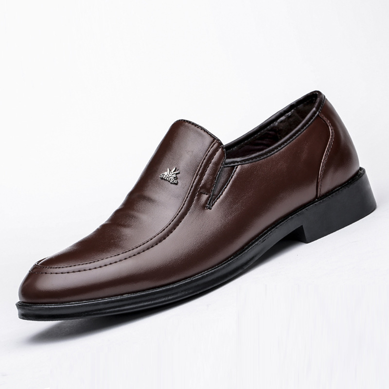 Spring 2021 New Leather Shoes Men's Business Dress Men's Shoes Casual Cover Foot Middle-aged and Elderly Dad Shoes