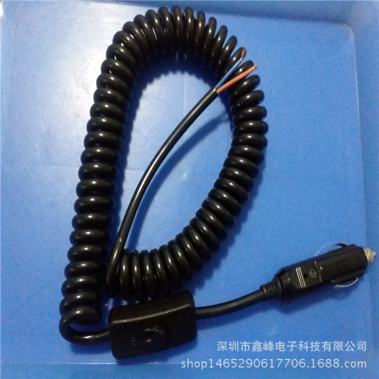 美规车充伸缩弹簧电源线 大功率303开关弹簧线螺旋线深圳厂家