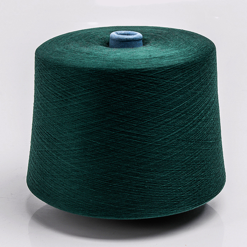 色纺仿棉21支32支墨绿纯涤纶纱线 化纤纤维 环保标准半精纺工艺环