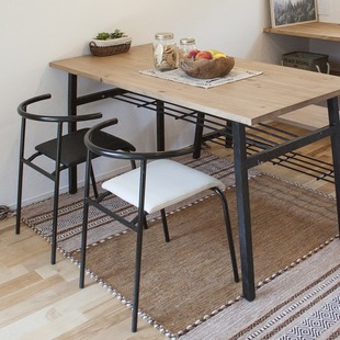 Minimalist back chair House suspension iron handrail chair Nordic -Danish cafe leather art dining chair