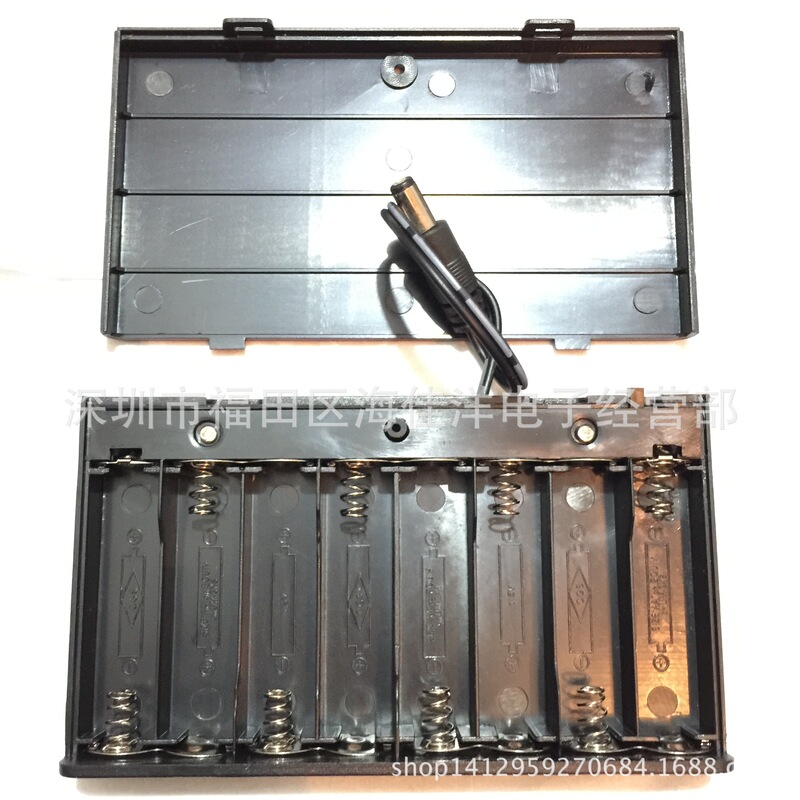 Spot fluorescent plate battery box 5 8 with cover and switch battery box DC head 12V 5 8 AA * 8