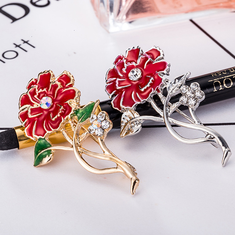 Elegant Carnation Brooch For Women Custom Made Mothers Day Gift_voghion.com