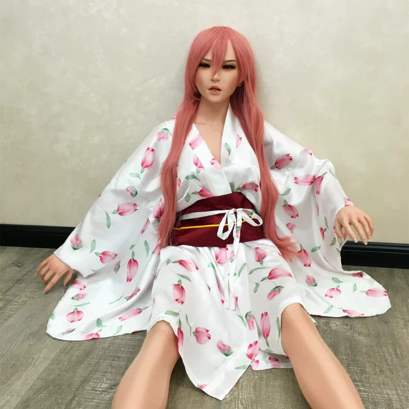 White Japanese kimono, suit, flowered