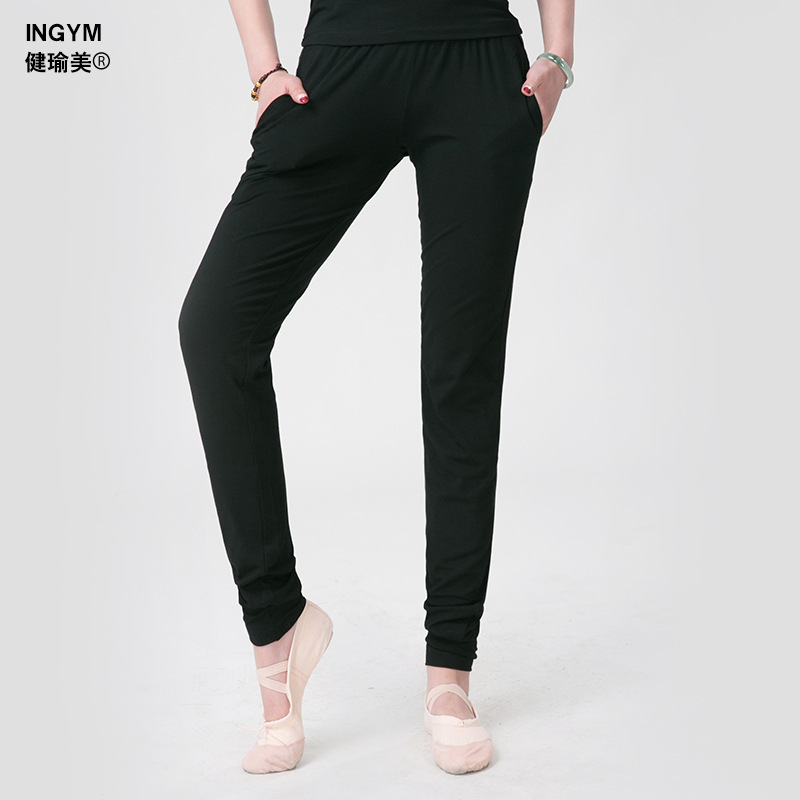 Unisex black modal dance pants closed radish pants exercise pants aerobics pants factory outlet