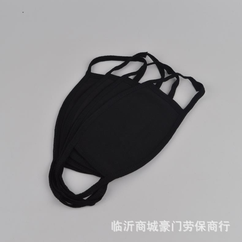 棉布口罩 3层黑色白色口罩一次性棉汗布口罩纱布针织布劳保布口罩