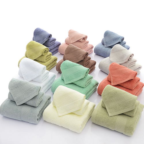 Cotton Plunge Towel Long Staple Cotton Matching Towel Square Towel Solid Color Foreign Trade Export Logo Vacuum Packaging New Product