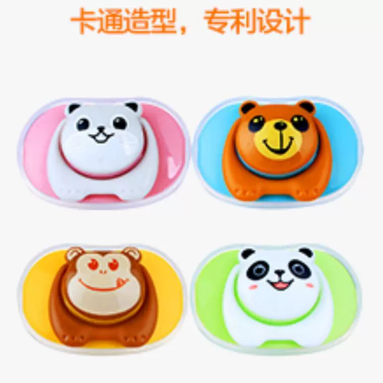新款婴儿安抚奶嘴 小熊小猫猴子熊猫造型 带防尘盖玩嘴 扁头圆头