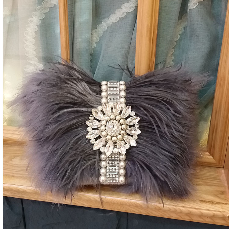 Thai Trendy Fashion Women's Bag - Ostrich Feather Party Clutch, Shoulder Chain Bag, Light Luxury