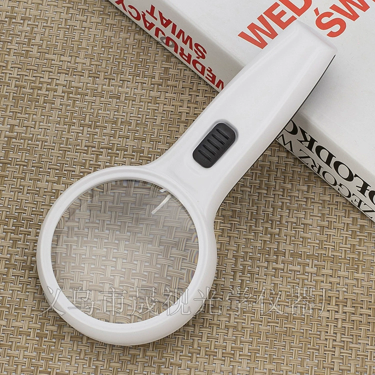 17 новых двухслойных линз высокой мощности 75 мм с тремя светодиодными лампами для ручного чтения 10-кратное увеличительное стекло оптом 7016