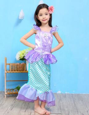 Vestido de sirena vestido de comercio exterior para niños 2018 ropa para niños vestido de princesa para Niñas Ropa de falda de Halloween para niños