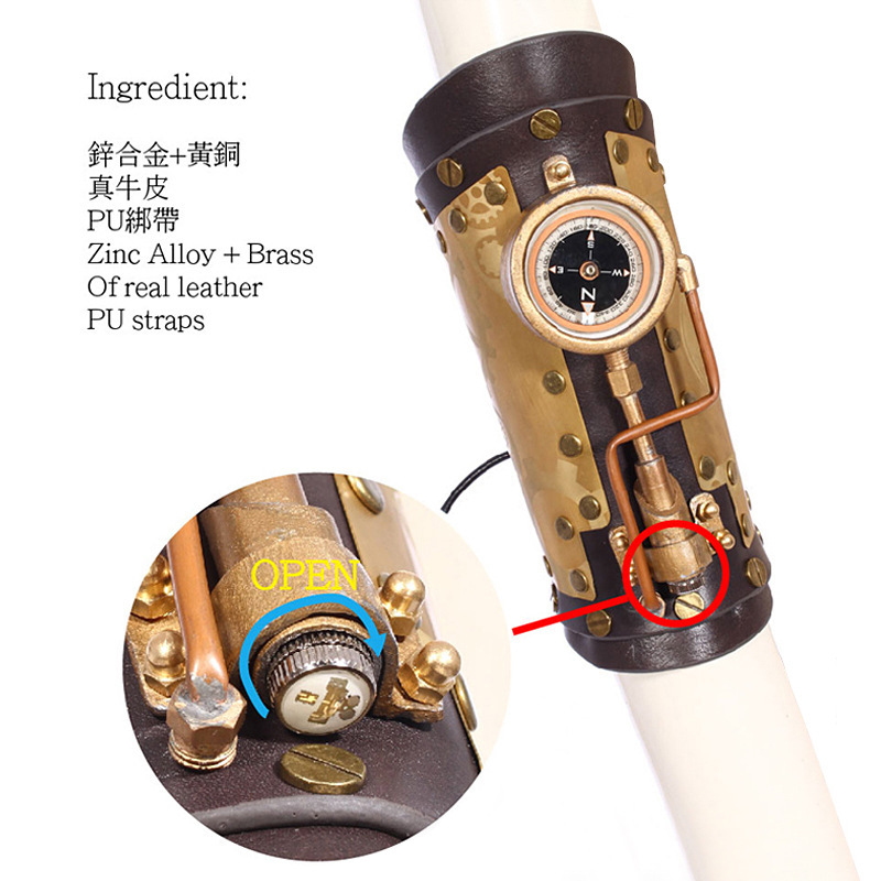 Medieval retro Steampunk al aire libre brújula pulsera joyería femenina Festival de Halloween anime partido brazo