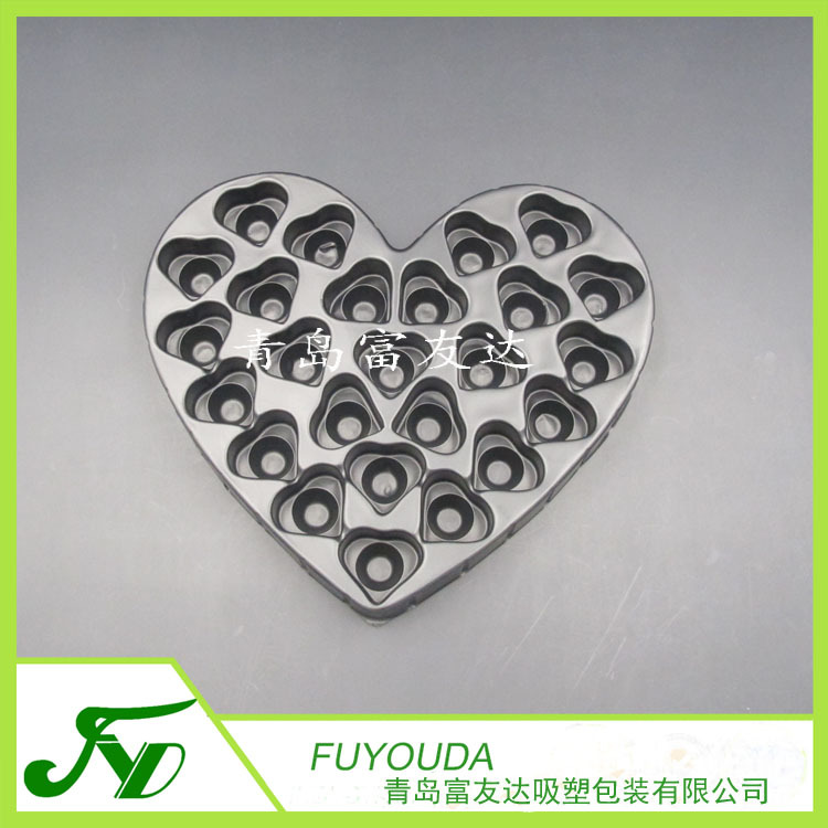 黑色PS心形巧克力吸塑包装内托 巧克力塑料包装盒 食品盒