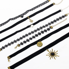 创意款原宿复古绒带蕾丝颈带项圈女短款锁骨链颈链朋克萝莉项链