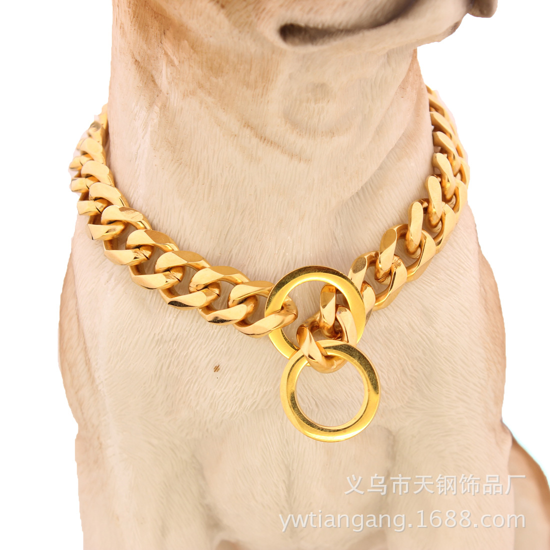 15mm Amazon eBay de acero de titanio de acero inoxidable de oro Pitbull mascota perro grande cadena collar de cadena de mascotas