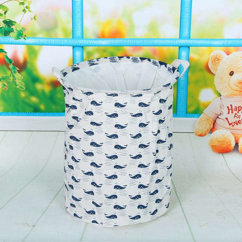 Creativo simple de algodón y lino de almacenamiento con cordón cesta de lavandería plegable juguete cesta de almacenamiento Cubo de almacenamiento fabricante