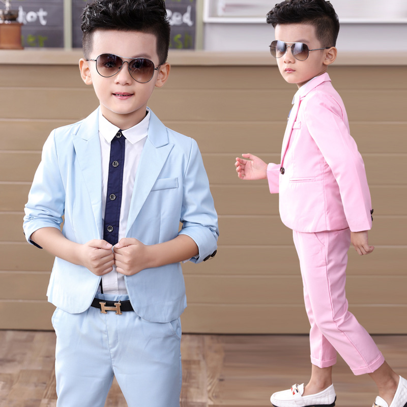 韩版童装男童西装套装 春秋装儿童礼服 花童小西服两件套一件代发