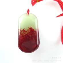 岫玉鸡血石手把件 鸡血玉裸石原石玉石玉器把玩件