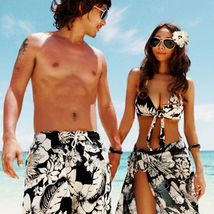 Swimwear for beloved, set, split trousers for swimming, Korean style, 3 piece set