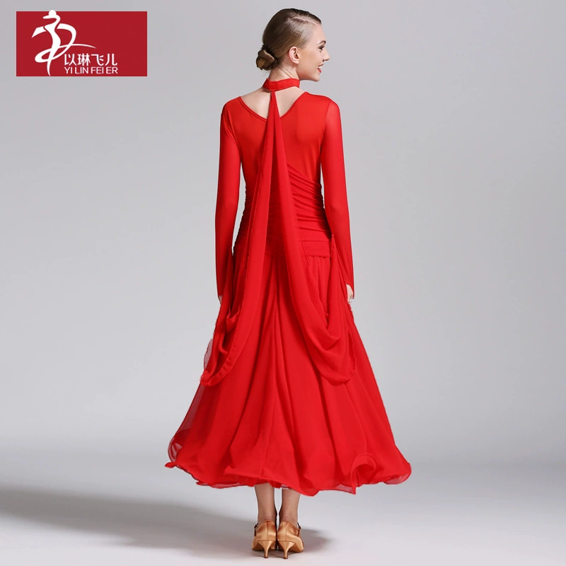 Modern Dance Dress-50 Национальная серия стандартного бального танца Walz Танцевальная юбка шифоновая юбка выступление