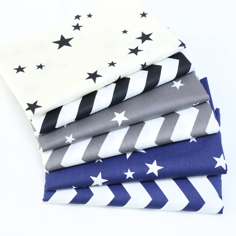 全棉卡通斜纹印花布 婴幼儿包被床单面料 星星水波纹AB版纯棉布料