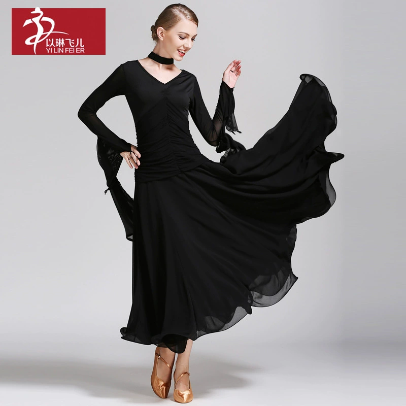 Modern Dance Dress-50 Национальная серия стандартного бального танца Walz Танцевальная юбка шифоновая юбка выступление