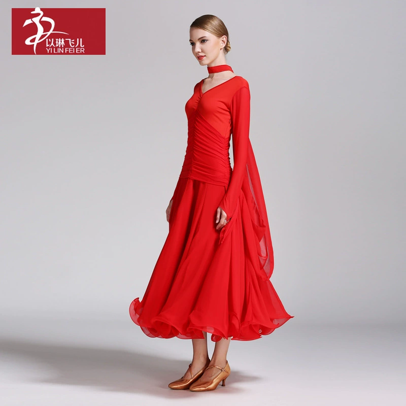 Modern Dance Dress-50 Национальная серия стандартного бального танца Walz Танцевальная юбка шифоновая юбка выступление