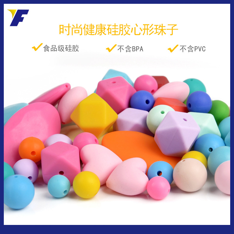 Fábrica en stock collar de silicona pulsera joyería DIY perlas sueltas perlas de grado alimenticio en forma de corazón de silicona molar perlas image 3