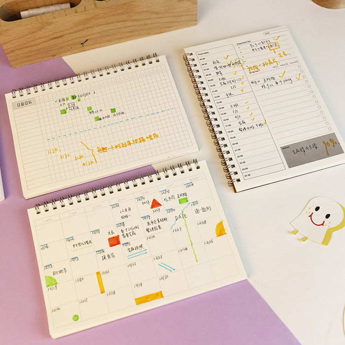 A 메이 계획 코일 북 일일 계획 이 시간 시간표 이 작업 효율 매뉴얼 노트 핸드 북