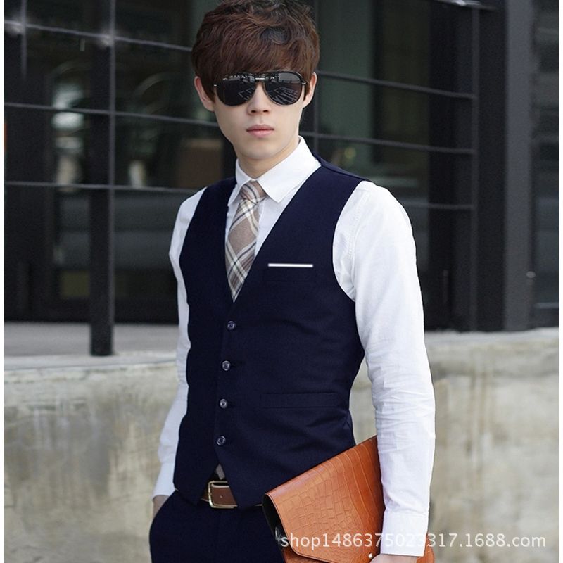 British Suit Vest Men's Suit Vest Men's Slim-fit Business Thin Vest Work Clothing Dress Vest
