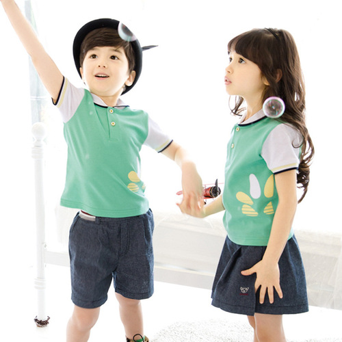 Pure Cotton School Uniform Korean Version New Kindergarten Teacher's Uniform College Summer Dress Short Sleeve Class Uniform Primary School June 1st Performance Uniform