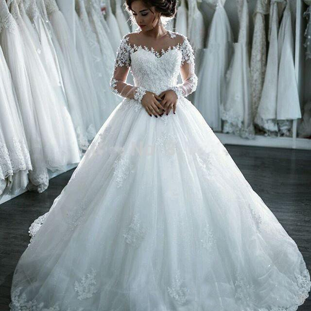 Foreign Trade Wedding Dress Bride 2025 Summer New High Collar Long Sleeve Wedding Dress Trailing Lace Bride Wedding Dress Ts341
