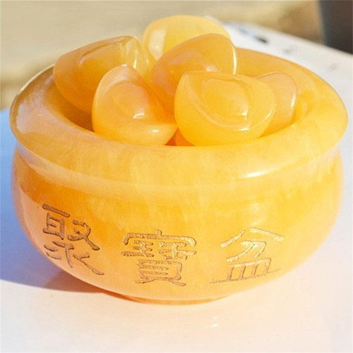 Nanyang Jade Carving Craft A-Grade Jade Jewelry Home Decor Piece Beige Jade Yuanbao Accumulator Pot Stand