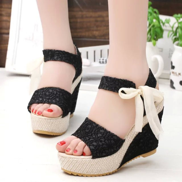 2022 summer sandals fashion wedge women's sandals muffin thick bottom heel wholesale